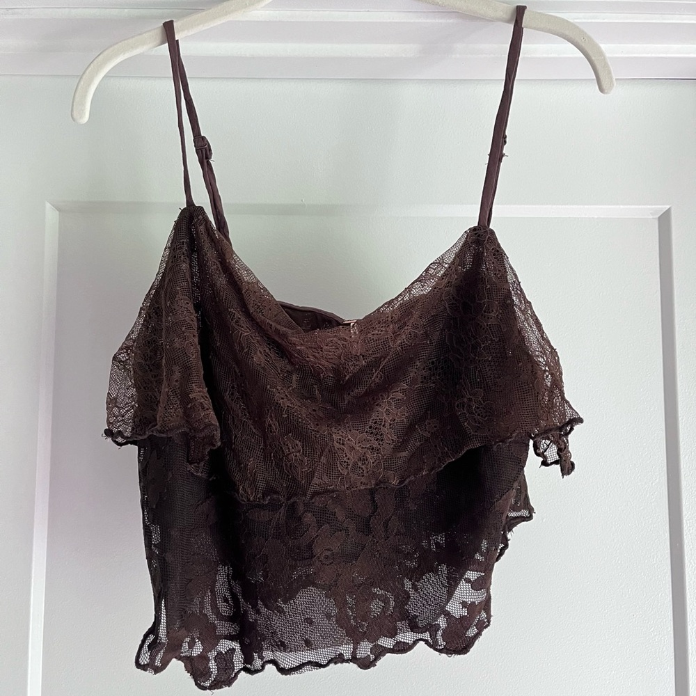 Free People Brown Lace Cami S